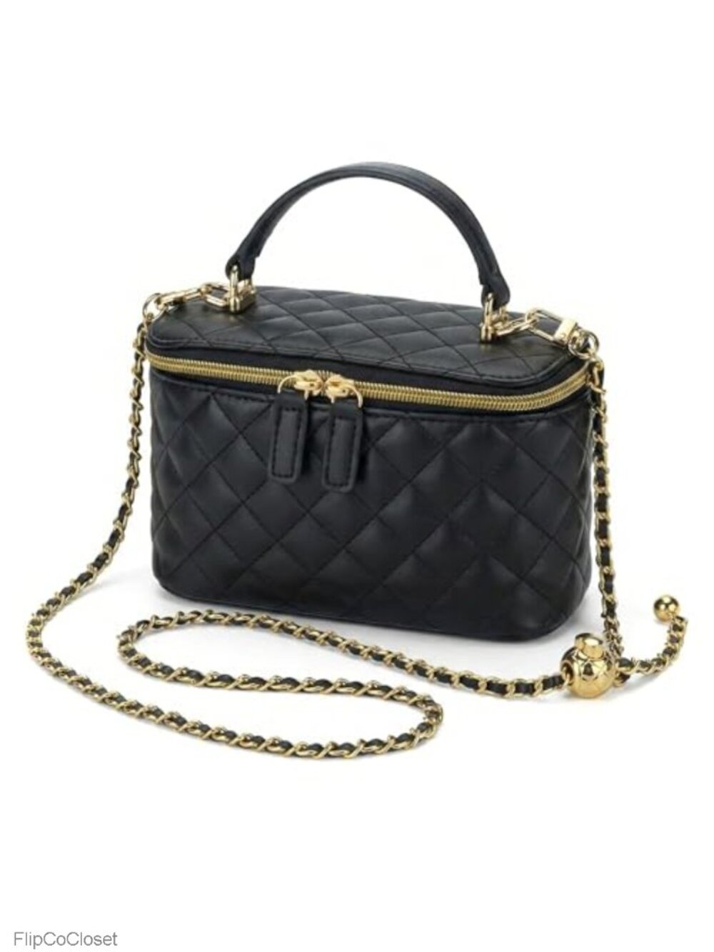 Quilted PU Leather Crossbody Bag Mini Box Purse with Chain Strap